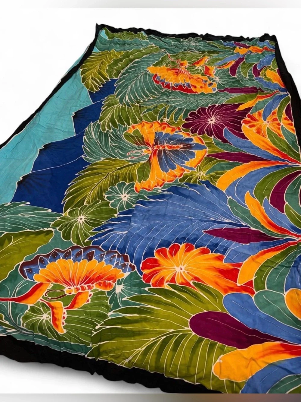 Vibrant Tropical Floral light weight multi use fabric-  shawl/blanket/wrap